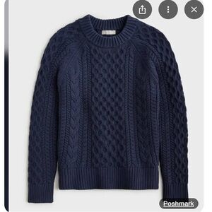 J. Crew Cable Knit Crewneck Sweater in Navy, XS